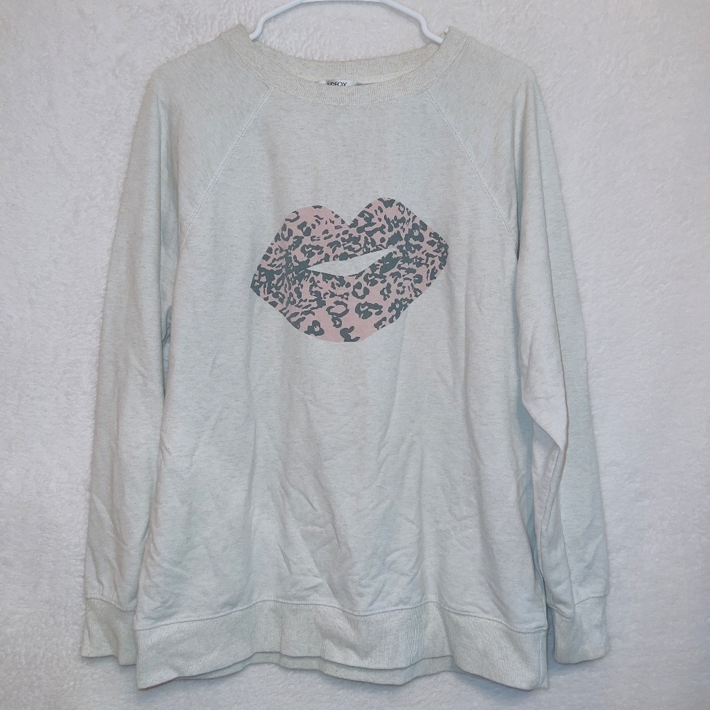 Wildfox Leopard Print Lips Pullover Crew Neck Sweatshirt size small